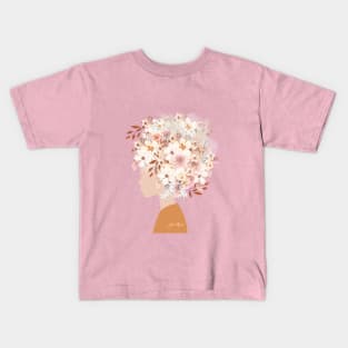 Woman in Fashion Flower Headdress Kids T-Shirt